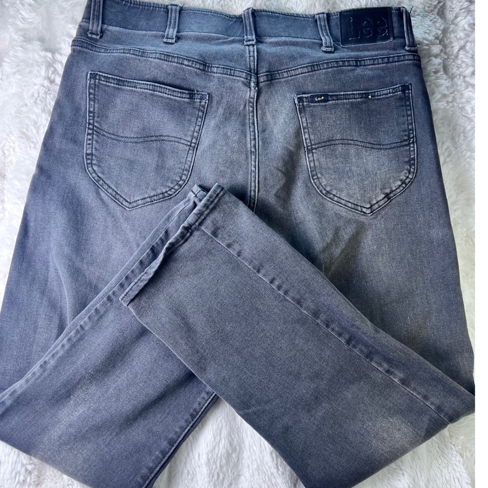 Lee Slim Straight Mens Gray Jeans 36x30 Stretch Denim Pants A15